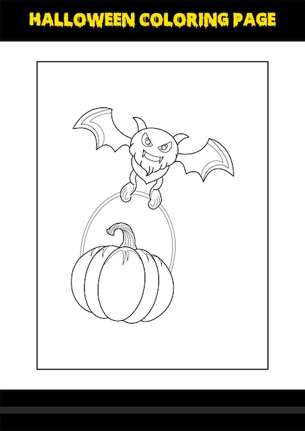 Halloween coloring page for kids Line art coloring page design for kids