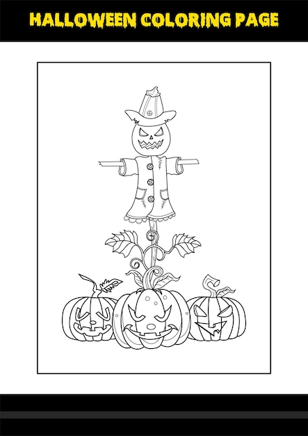 Halloween coloring page for kids Line art coloring page design for kids