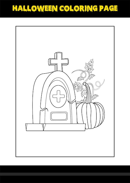 Halloween coloring page for kids Line art coloring page design for kids