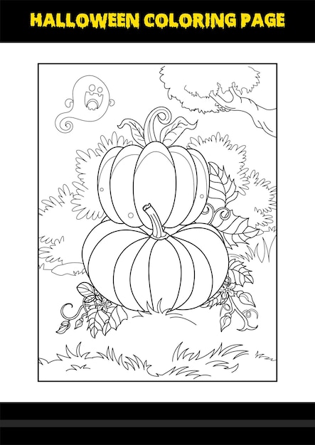 Halloween coloring page for kids Line art coloring page design for kids