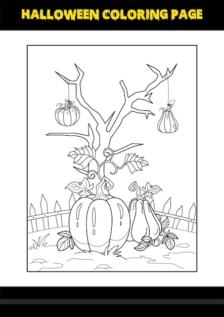 Pagina da colorare di halloween per bambini line art da colorare per bambini