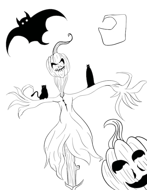 Vector halloween coloring page for kids