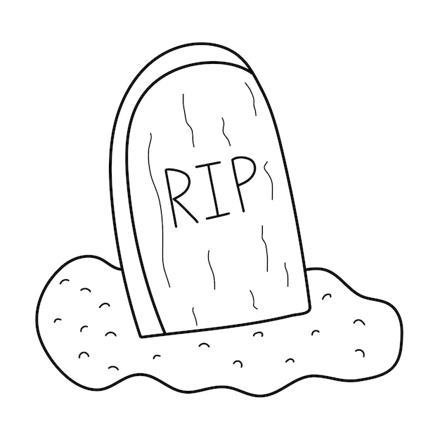 Vector halloween coloring page with rip tombstone. spooky grave print for coloring book in us letter format