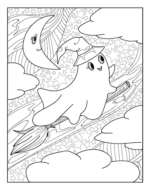 Vector halloween coloring pages for adults coloring book 2022