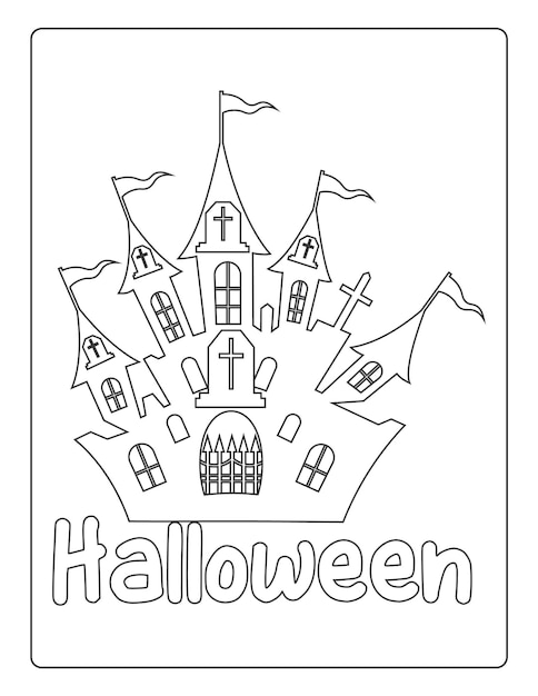 Halloween Coloring Pages for kids with Hand drawn black color pumpkin sketch illustration