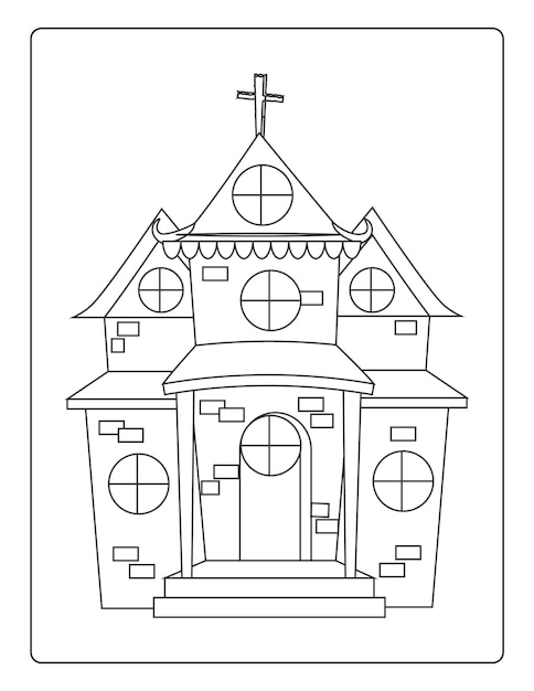 Halloween Coloring Pages for kids with Hand drawn black color pumpkin sketch illustration