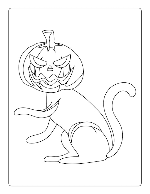 Halloween Coloring Pages for kids with Hand drawn black color pumpkin sketch illustration