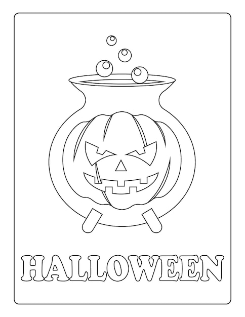 Halloween Coloring Pages for kids with Hand drawn black color pumpkin sketch illustration