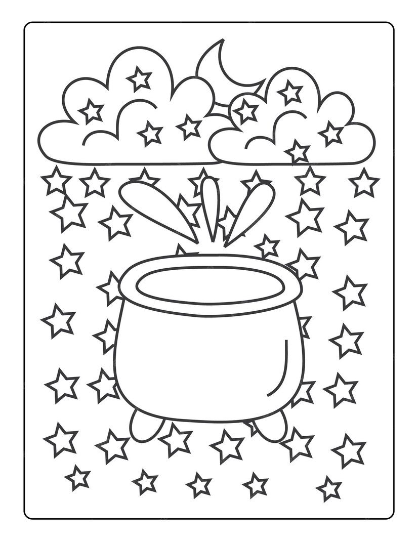 Premium Vector | Halloween coloring pages for kids with hand drawn