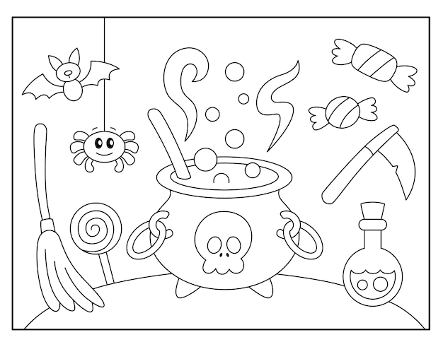 Vector halloween coloring pages for kids