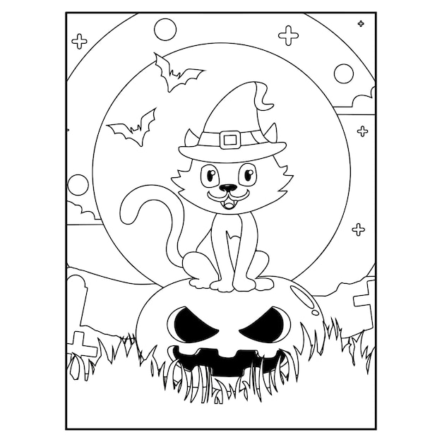 Vettore disegni da colorare di halloween per bambini