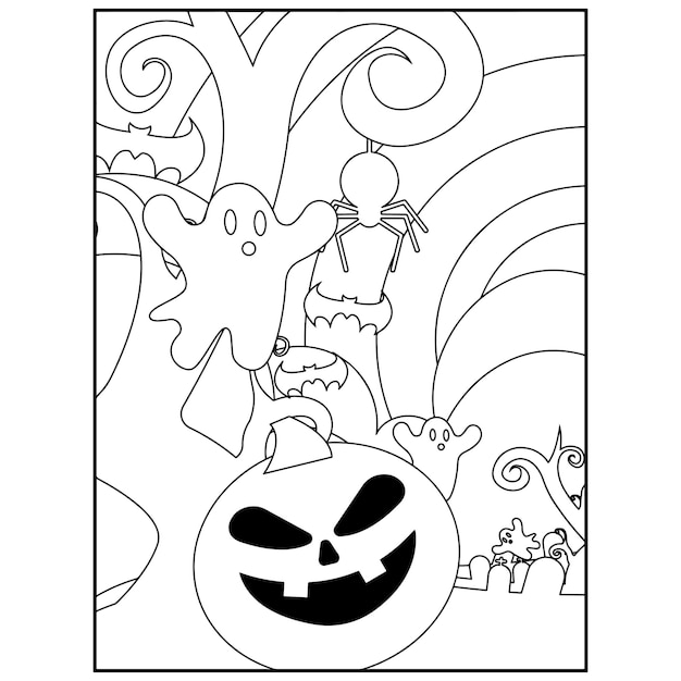 Vector halloween coloring pages for kids