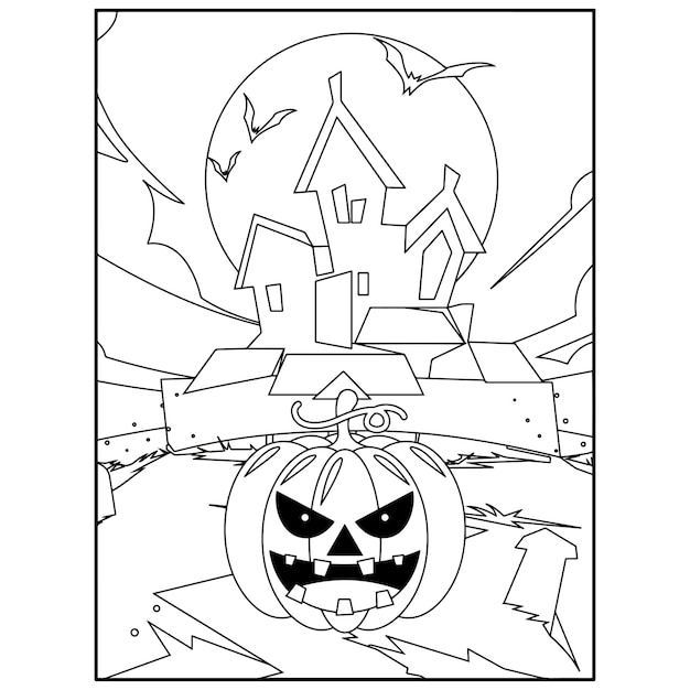 Vector halloween coloring pages for kids