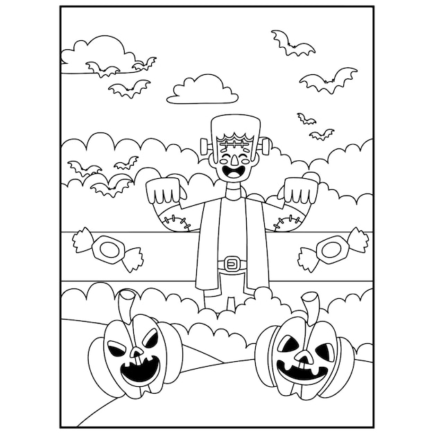 Vettore disegni da colorare di halloween per bambini