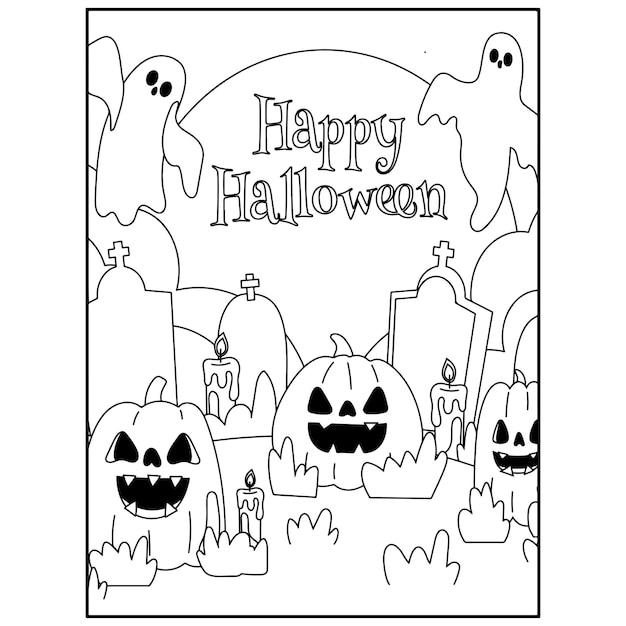 Vettore disegni da colorare di halloween per bambini