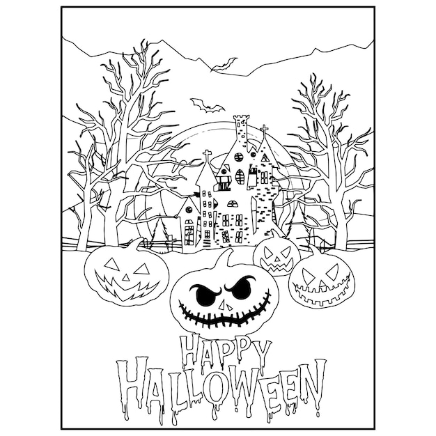 Vector halloween coloring pages for kids