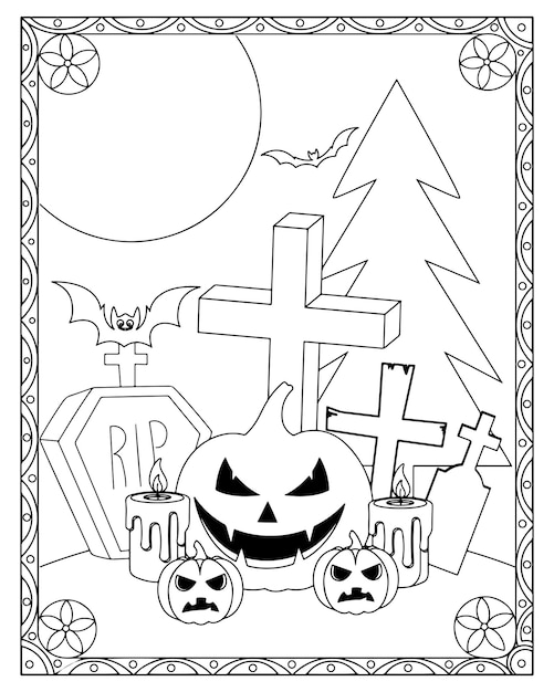 Vettore disegni da colorare di halloween per bambini