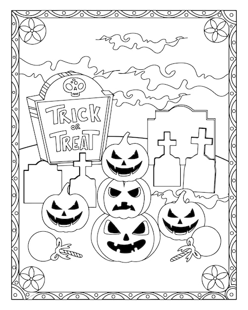 Vector halloween coloring pages for kids