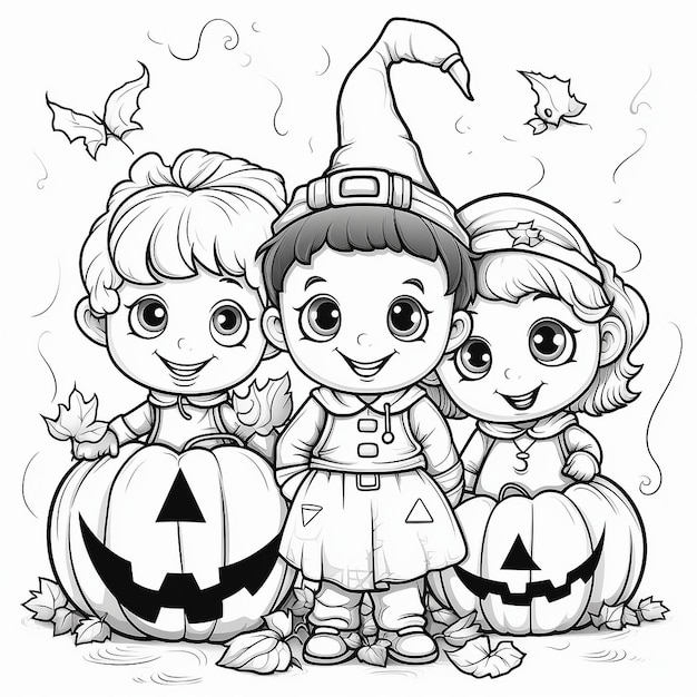 Vector halloween coloring pages for kids