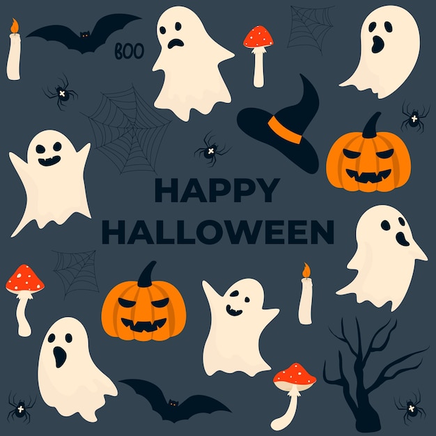 halloween-compositie met illustraties