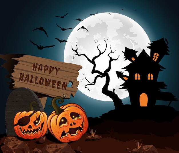 Vector halloween composition