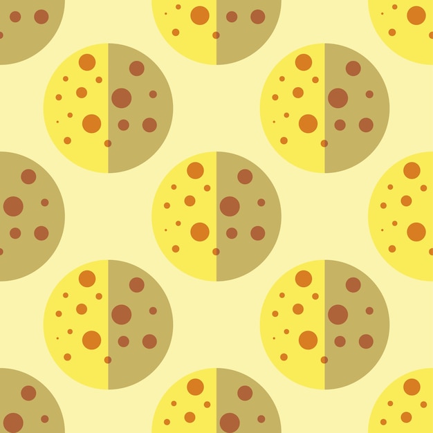 Halloween concept vibrant vector seamless pattern of the moon on light yellow background