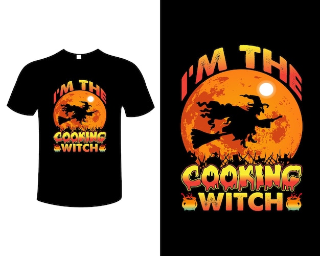 Halloween Cooking Typography T-Shirt Design Vector Illustration Template