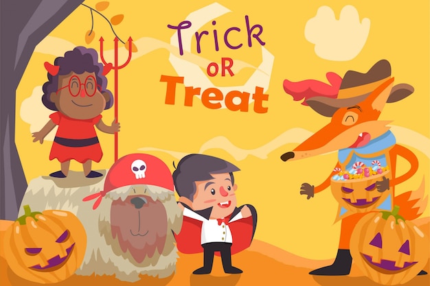 Vector halloween costume party with best friend  illustration