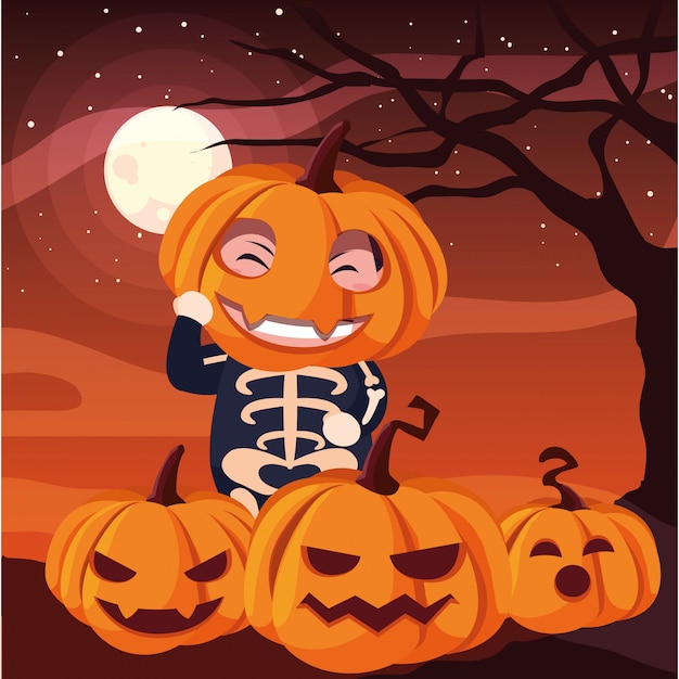 Vector halloween costumed child