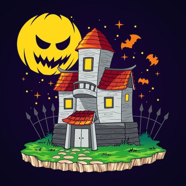 Vector halloween creepy castle