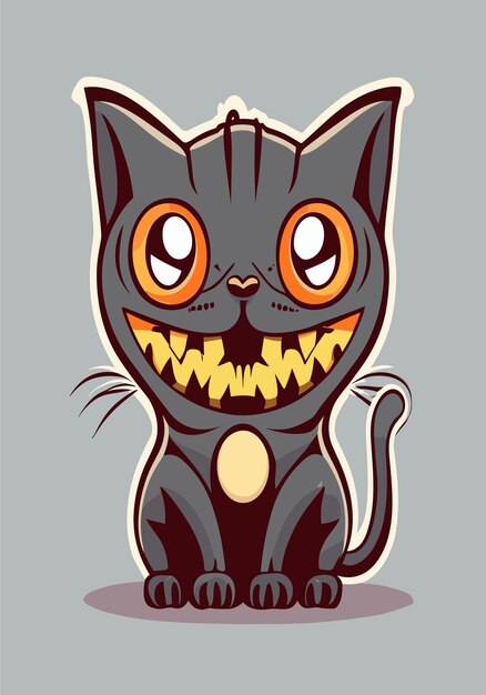 Halloween creepy cat 2d vector design