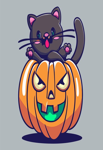 Halloween Creepy Cat 2D Vector Design