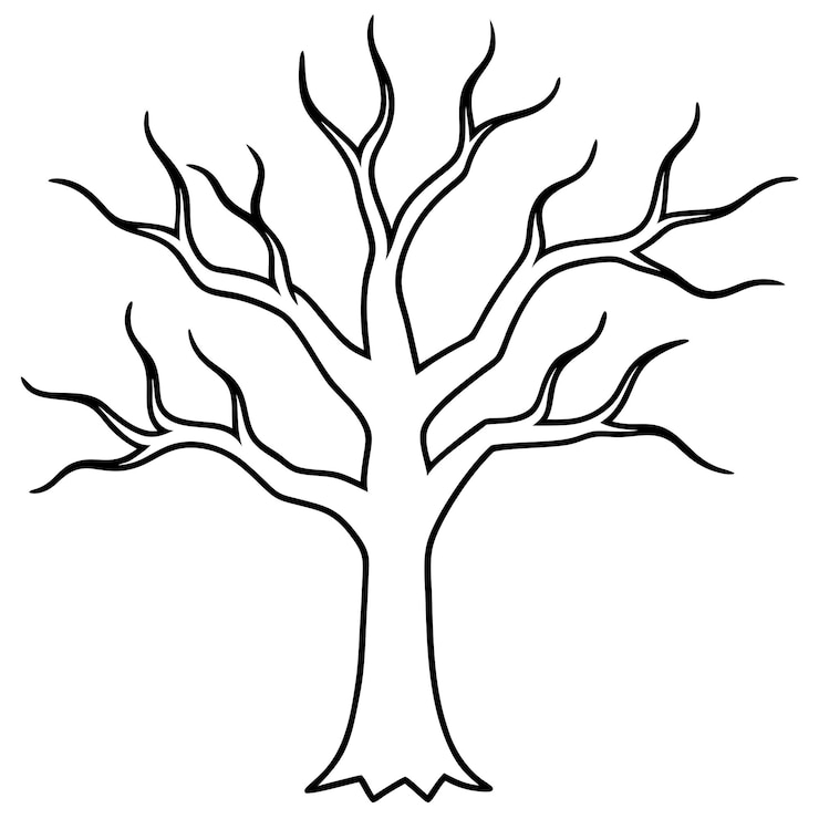 Vector halloween creepy tree vector art color line art amp silhouette illustration