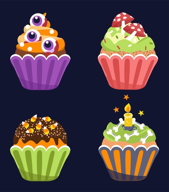 Halloween-cupcakes. Vector illustratie.