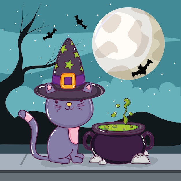 Vector halloween cute cat cartoons