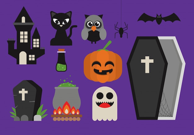 Vettore set di clipart carino di halloween