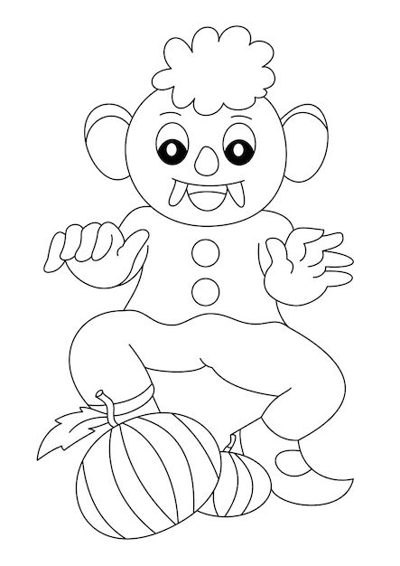 halloween cute coloring page or book for kid vector