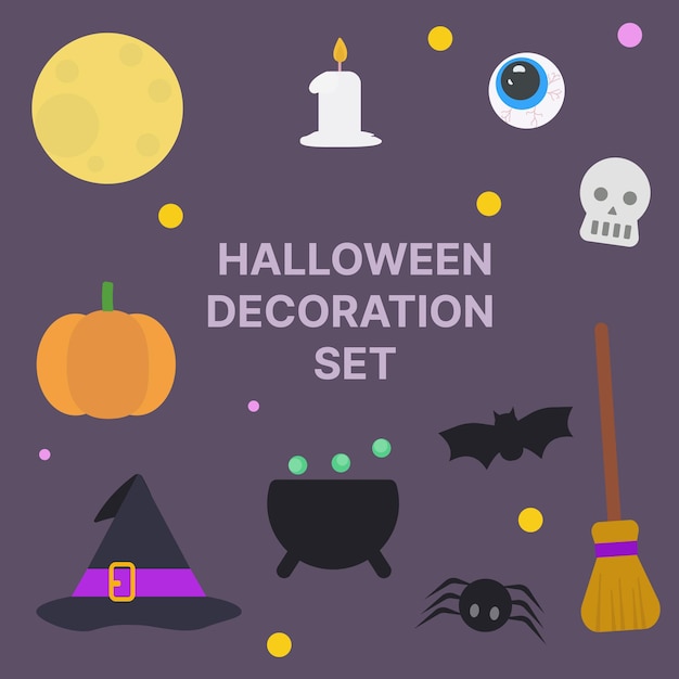 Asset set di decorazioni carine per halloween