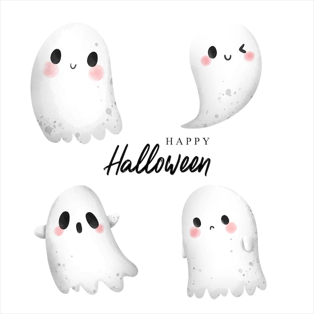 Halloween cute ghost vector illustration