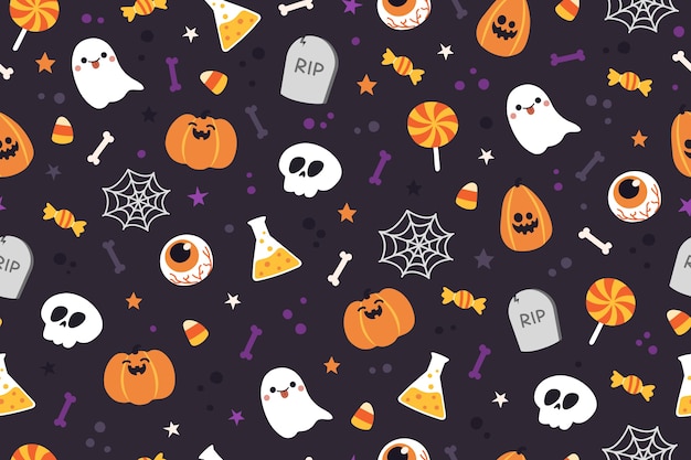 Halloween cute pattern background.