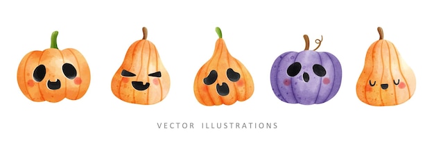 Halloween cute pumpkin banner happy halloween vector illustration