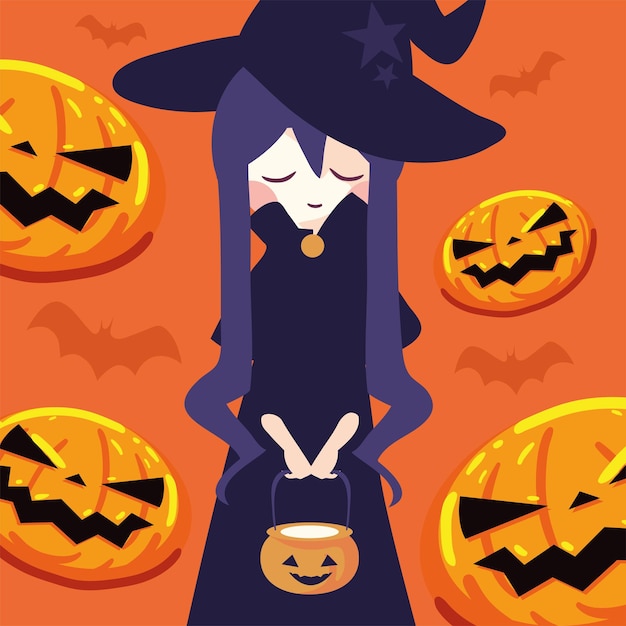 ハロウィーンのかわいい魔女