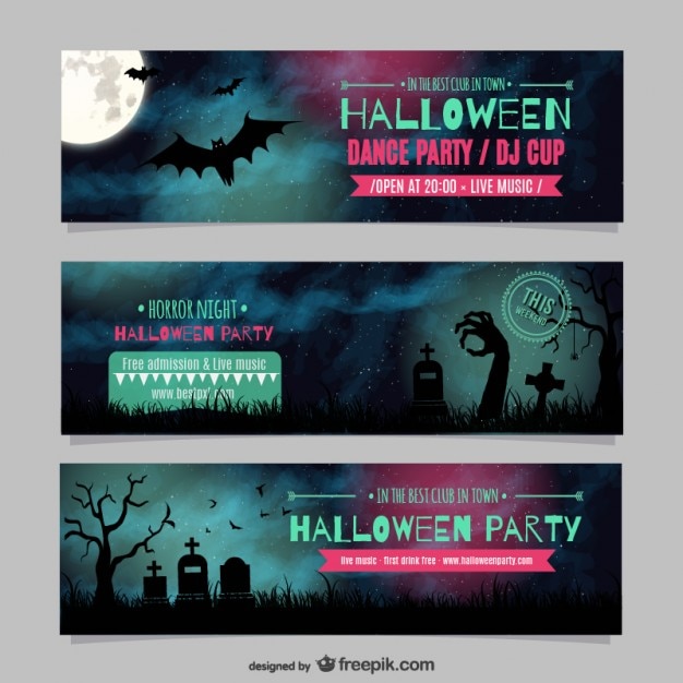 Halloween dance party banner templates