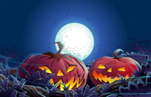 Концепция темного ночного пейзажа Хэллоуина