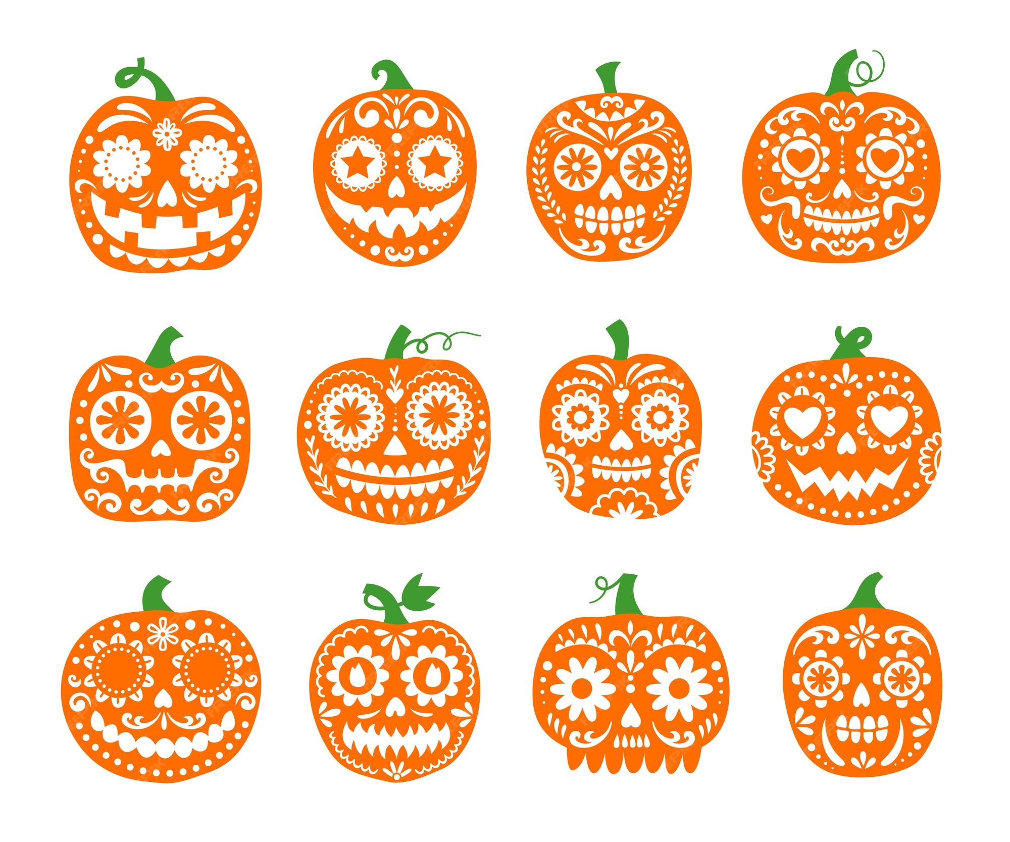 Premium Vector Halloween or day of the dead mexican pumpkins