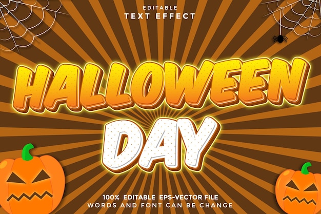 Vettore halloween day effetto di testo modificabile in stile cartone animato 3d