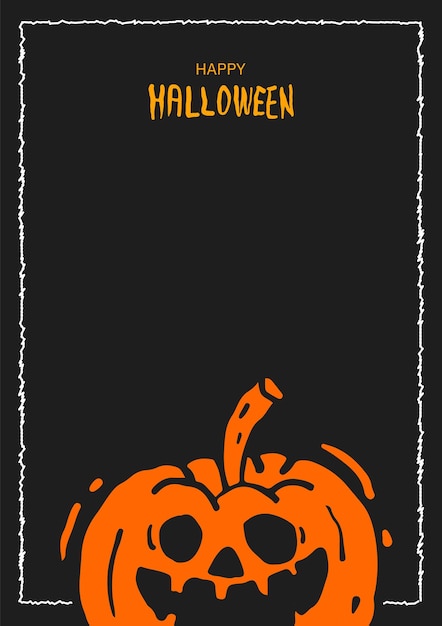 Design del telaio del giorno di halloween con bordo bianco e zucca su di esso.