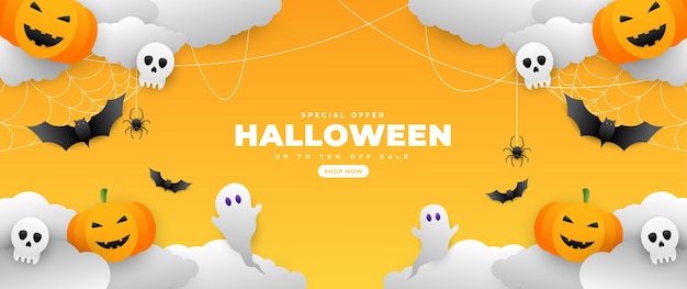 Halloween day vector illustration with pumpkin candy and ghost elements