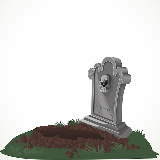 Vector halloween decorations tombstone and dug grave