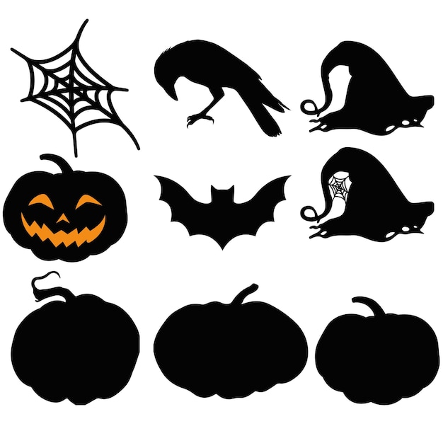 Vector halloween decorative vector spooky silhouettes